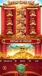 Fortune Ox · Pemeriksaan tiga kolom angka informasi saldo dan nilai taruhan.
